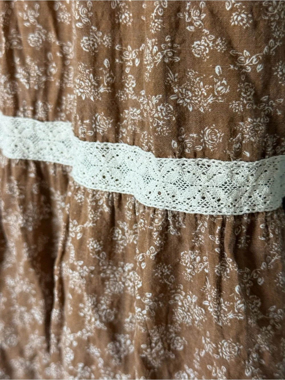 Brown Floral BÖHME Smocked Dress with Puff Sleeves